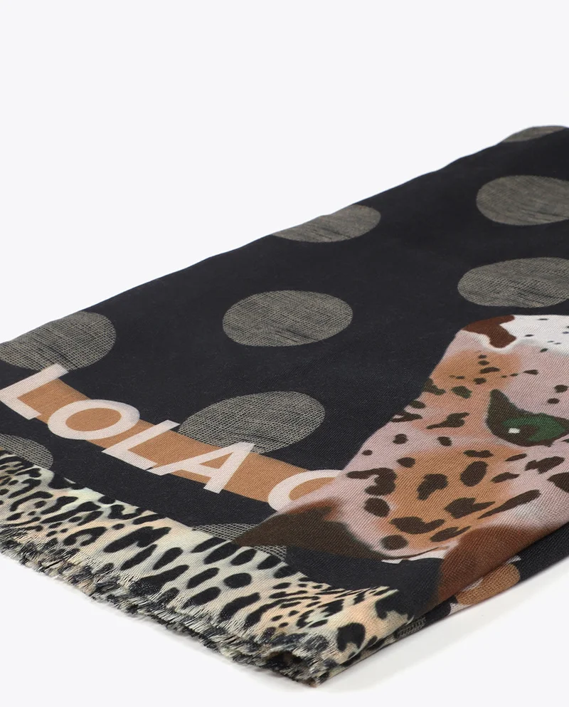 لولا كساديمونت Polka Dot Scarf with Tiger Print
